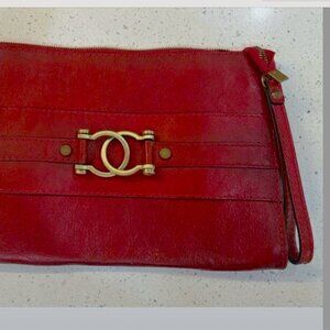 Pratesi Firenze Italian Leather Lg Red Clutch Purse